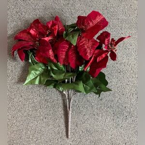Ashland Red Christmas Poinsettia Glittered Faux Floral 20” New